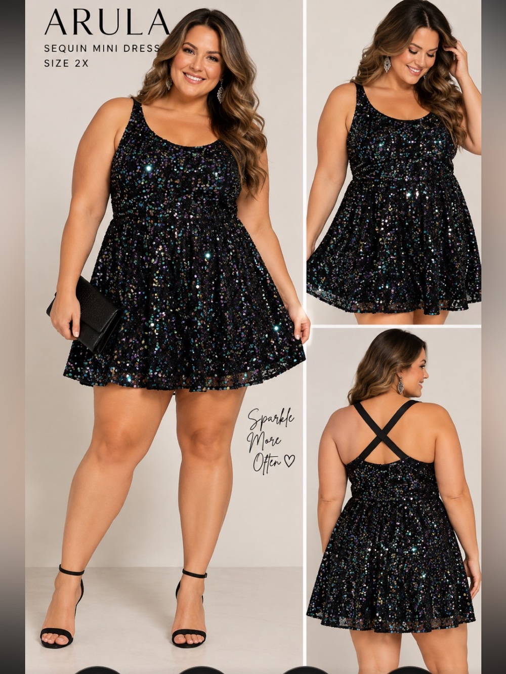 ARULA Black Sequin Mini Dress